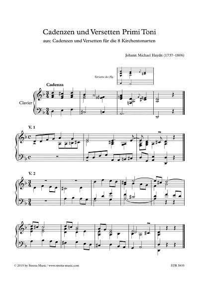 DL: M. Haydn: Cadenzen und Versetten Primi Toni, Org
