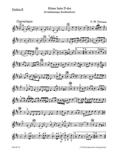 G.P. Telemann: Kleine Suite D-Dur Violine II