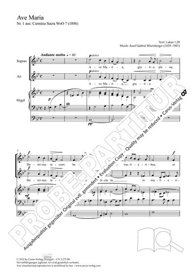 J. Rheinberger et al.: Ave Maria in B B-Dur op. WoO 7, 1 (1884)