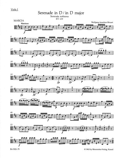 W.A. Mozart: Serenade D-Dur KV 239, 2VlStroPk (Vla1)