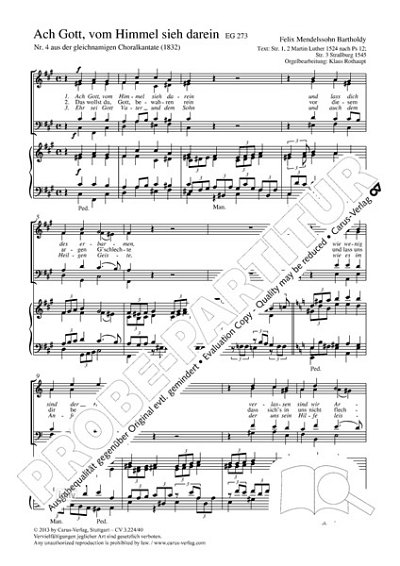 DL: F. Mendelssohn Barth: Ach Gott, vom Himmel s, GchOrg (Pa