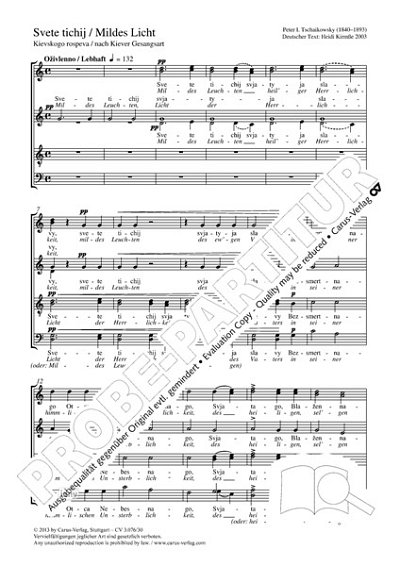 Tschaikowsky, Peter I.: Svete tichij (Abendhymnus »Mildes Licht") op. 52,5 (1881)