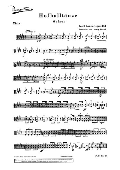 J. Lanner: Hofballtänze op. 161 , Salono (Vla)