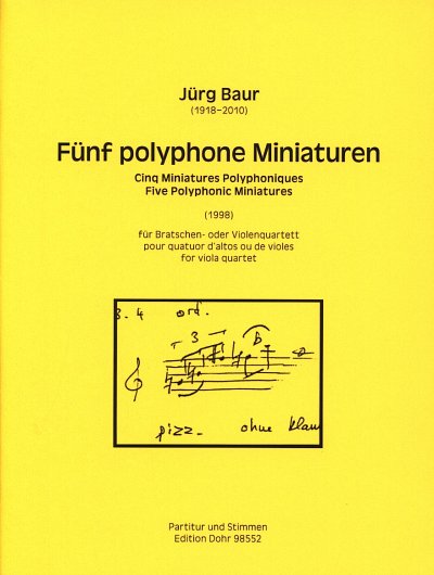 AQ: J. Baur: Fünf Polyphone Miniaturen (Pa+St) (B-Ware)