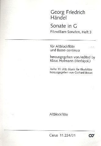 G.F. Haendel: Fitzwilliam-Sonaten Sonate in G / Einzelstimme