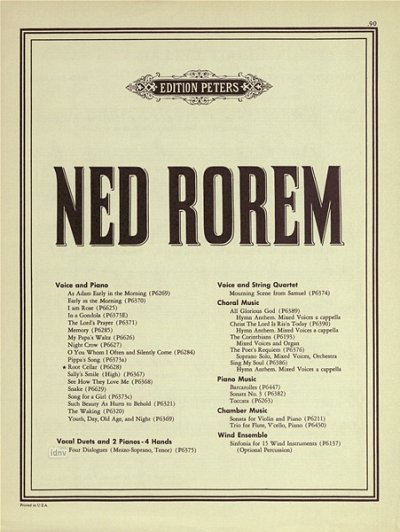 N. Rorem: Root Cellar