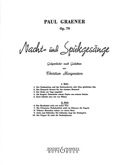 Graener Paul: Nacht Und Spukgesaenge Op 79 Heft 2