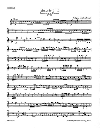 W.A. Mozart: Sinfonie Nr. 9 C-Dur KV 73 (75a), Kamo (Vl1)