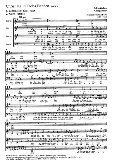 J.S. Bach: Christ lag in Todes Banden BW, 4GesGchOrch (Chpa)