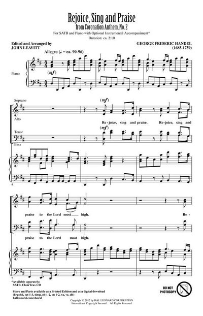 G.F. Händel: Rejoice, Sing and Praise, Kamens (Stsatz)