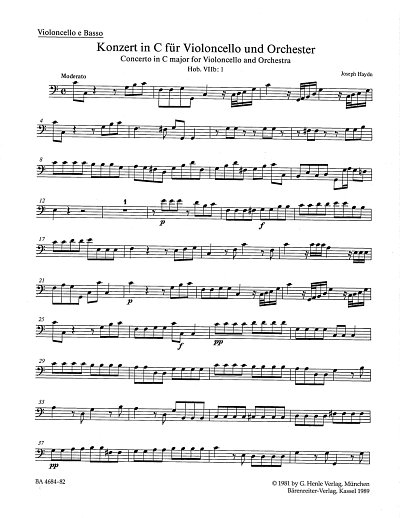 J. Haydn: Konzert für Violoncello und Orchest, VcOrch (VcKb)