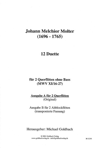 AQ: J.M. Molter: Duetti Senza Basso - 12 Duette (B-Ware)