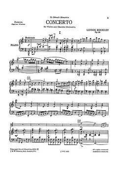 L. Berkeley: Concerto For Violin And Cham, VlKlav (KlavpaSt)