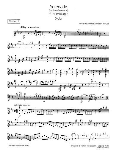 W.A. Mozart: Serenade D-dur KV 250 (248b) "Haffner-Serenade"