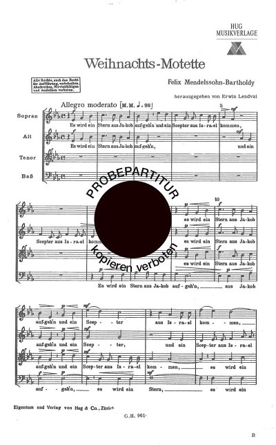 F. Mendelssohn Barth: Weihnachtsmotette, Gch (Chpa)
