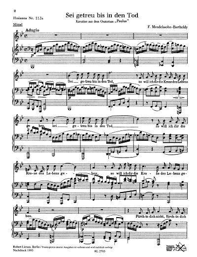 F. Mendelssohn Bartholdy: Sei getreu bis in den Tod 113a