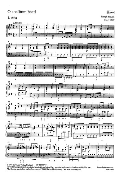 J. Haydn: O coelitum beati Hob. XXIIIa:G49; Motette / Einzel