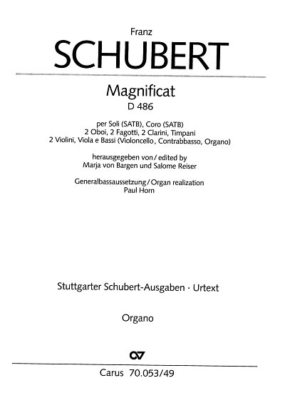 F. Schubert: Magnificat in C D 486, 4GesGchOrchO (Org)