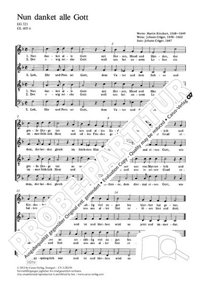 DL: J. Crüger: Nun danket alle Gott F-Dur (1647) (Part.)