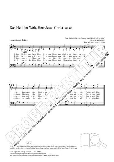 Hoppe, Michael: Das Heil der Welt, Herr Jesus Christ G-Dur (2012)