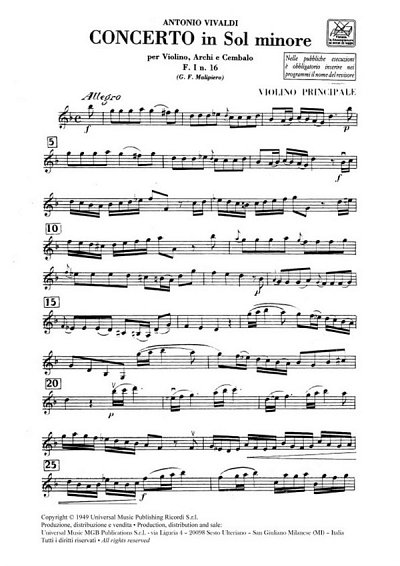 A. Vivaldi: Concerto Per Vl., Archi E B.C.: , Sinfo (Stsatz)