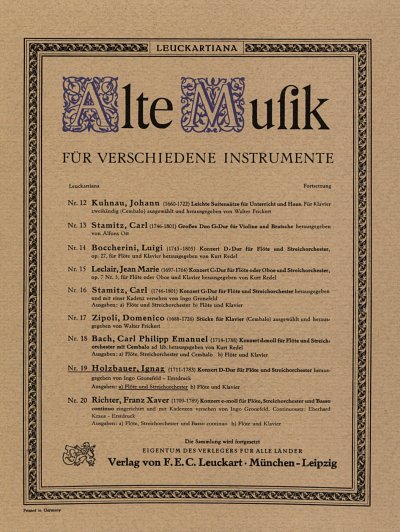 I. Holzbauer: Konzert D-Dur, FlStro (Part.)