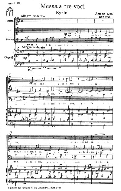 A. Lotti: Missa a 3 voci, Gch3;Org (Part.)
