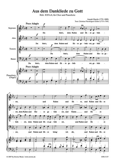 DL: J. Haydn: Aus dem Dankliede zu Gott Hob. XXVc:8, fuer Ch