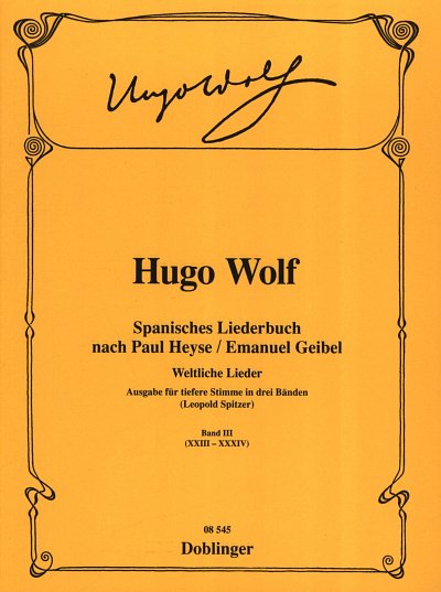 H. Wolf: Spanisches Liederbuch 3 - tiefe Stimme, GesTiKlav