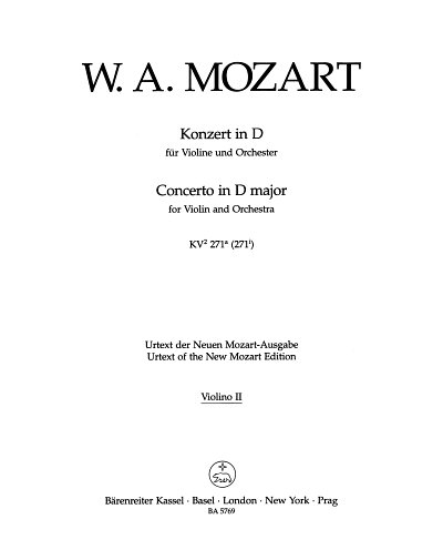 W.A. Mozart: Konzert D-Dur KV 271a (271i), VlOrch (Vl2)