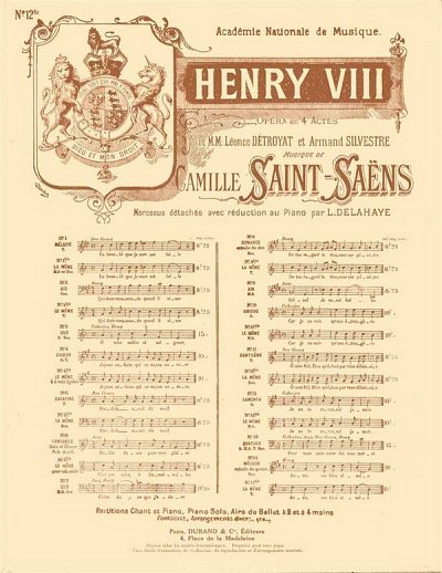 C. Saint-Saëns: Henry VIII no12Bis, GesKlav (KA)