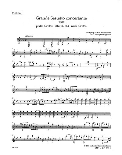 W.A. Mozart: Grande sestetto concertante, 2Vl2Vle2Vc (Vl1)