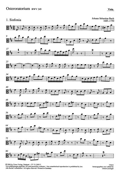 J.S. Bach: Osteroratorium D-Dur BWV 249, 4GesGchOrcBc (Vla)