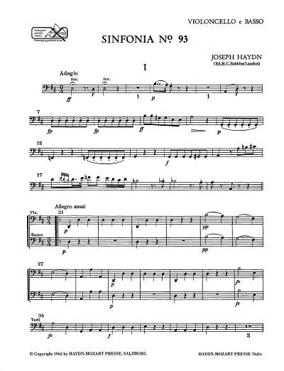 J. Haydn: Sinfonia Nr. 93 Hob. I:93 , Sinfo (VcKb)