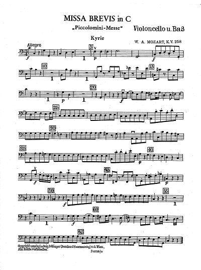 W.A. Mozart: Missa brevis in C KV 258, 4GesGchOrchO (VcKb)