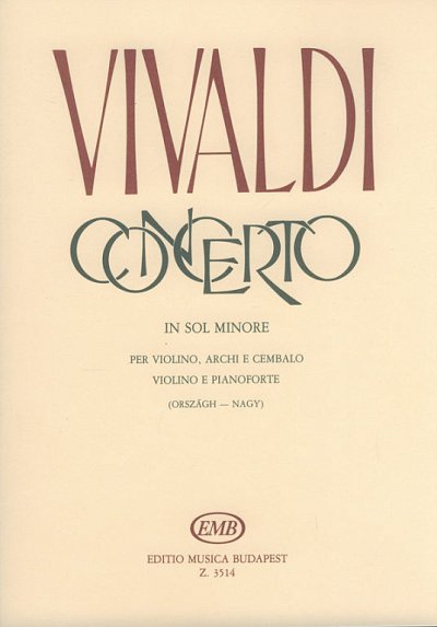 A. Vivaldi: Concerto in sol minore per vio, VlStrCemb (KASt)