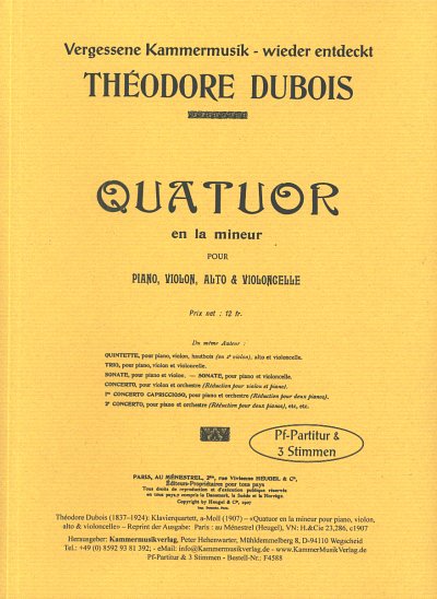 D.T. Dubois: Klavierquartett a-Moll (1907), Violine, Viola, 