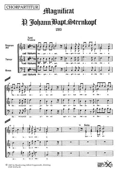 J.B. Sternkopf: Magnificat in C-Dur, 2GesGchOrch (Chpa)