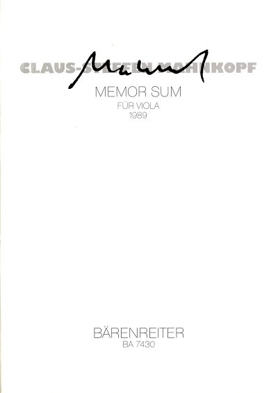 C.-S. Mahnkopf: Memor sum für Viola (1989), Va (Sppa)
