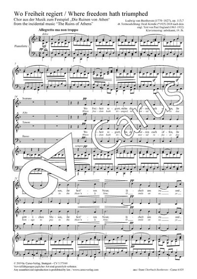 L. van Beethoven: Wo Freiheit regiert F-Dur op. 113,7