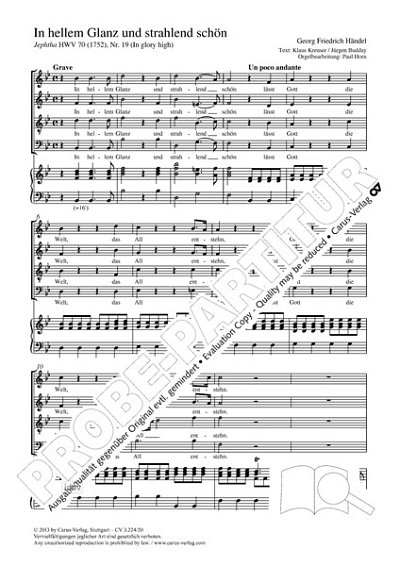 G.F. Händel i inni: In hellem Glanz und strahlend schön B-Dur