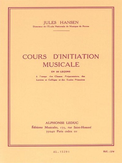 Cours Dinitiation Musicale en 20 Lecons Cle de Sol, Ges (Bu)