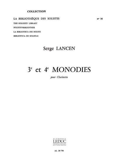 S. Lancen: 3eme et 4eme Monodies Lm036 Clarinet In B F, Klar