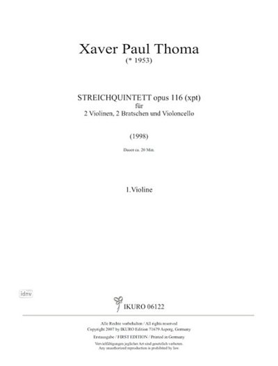 X.P. Thoma: Streichquintett Op 116