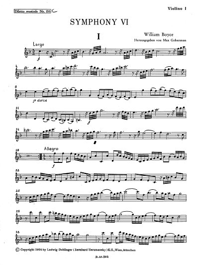 W. Boyce: Symphony 6 F-Dur, Sinfo (Vl1)