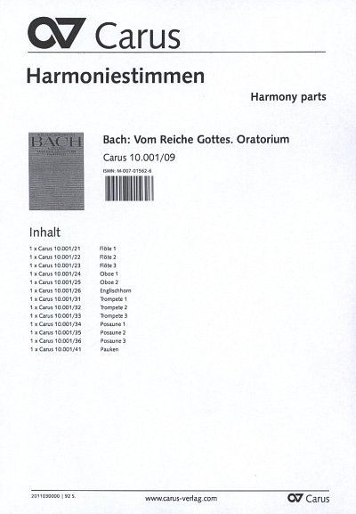 J.S. Bach: Vom Reiche Gottes, 3GesGchOrchB (HARM)