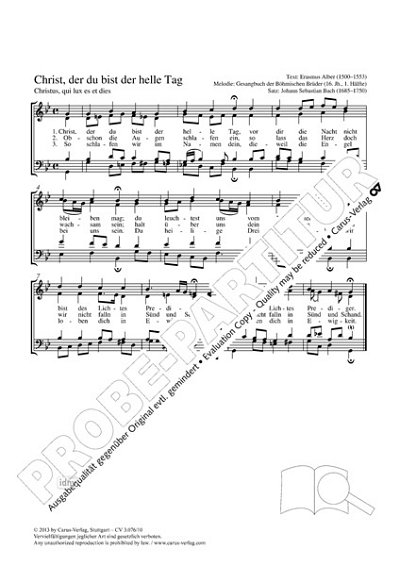 DL: J.S. Bach: Christe, du bist der helle Tag g-Mo, GCh4 (Pa