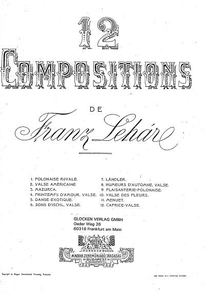 Lehar, Franz: 12 Kompositionen