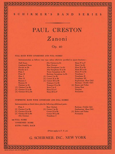 P. Creston: Zanoni op. 40, Blaso (Part.)