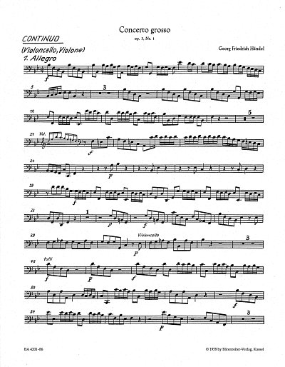 G.F. Händel: Concerto grosso B-Dur op. 3/1 HWV 312